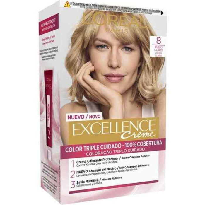 L'Oréal Paris Excellence Creme Tinte #8-Rubio Claro 192 mL