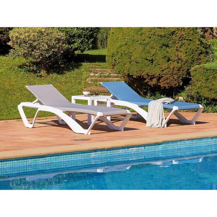 Conjunto de Mesa con Tumbonas Resol Marina + Andorra Blanco Azul marino Moderno 3 Piezas 3