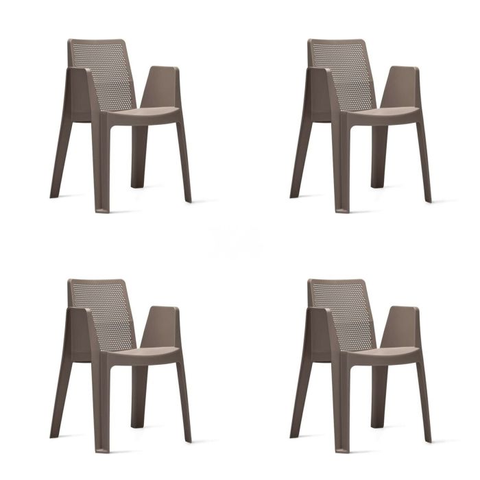 Silla de Jardín Garbar Play Marrón Chocolate Polipropileno 57 x 78 x 54 cm 57 x 54 x 78 cm 4 Unidades (4 Piezas)