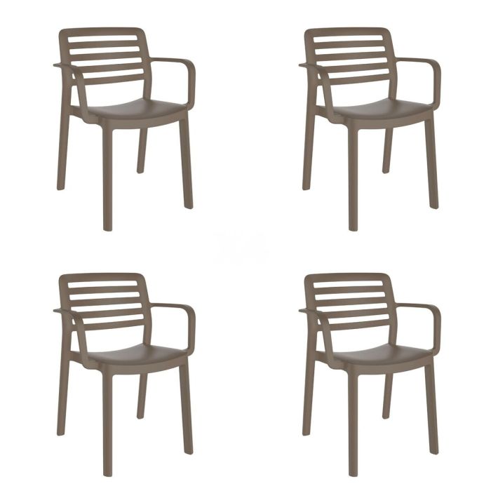 Silla de Jardín Garbar Wind Marrón Chocolate Polipropileno 58 x 78 x 54 cm 58 x 54 x 78 cm 4 Unidades (4 Piezas)