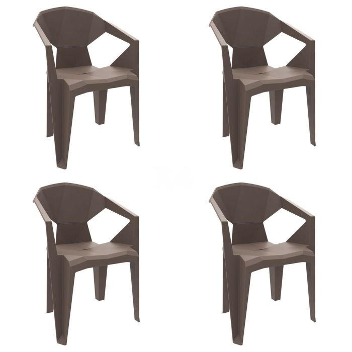 Silla de Jardín Garbar Delta Marrón Chocolate Polipropileno 53 x 80 x 55 cm 53 x 55 x 80 cm 4 Unidades (4 Piezas)