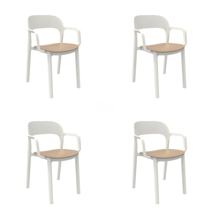 Silla de Jardín Garbar Ona Blanco Beige Arena Polipropileno 56 x 79 x 52 cm 56 x 52 x 79 cm 4 Unidades (4 Piezas)