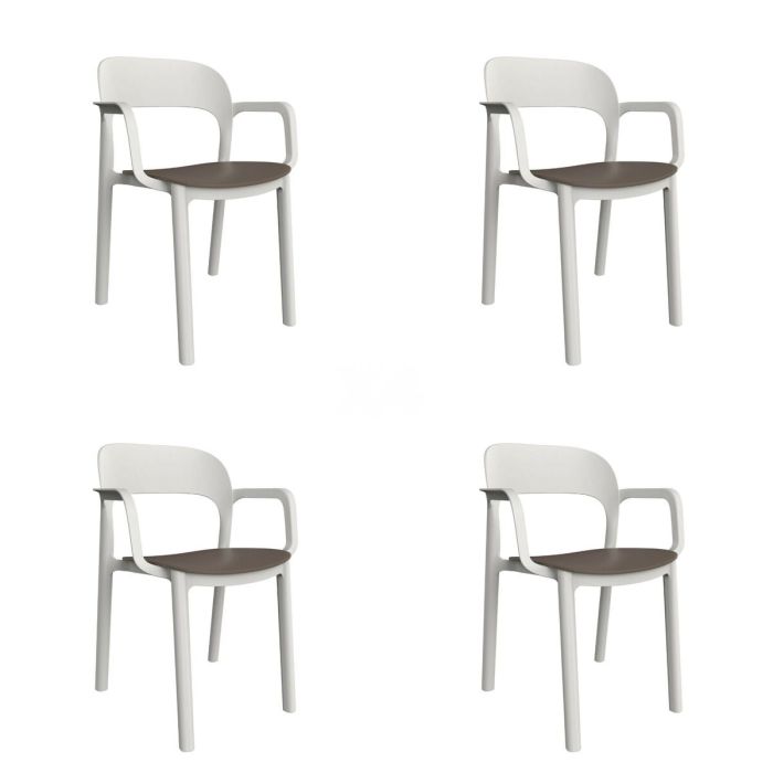 Silla de Jardín Garbar Ona Blanco Marrón Chocolate Polipropileno 56 x 79 x 52 cm 56 x 52 x 79 cm 4 Unidades (4 Piezas)