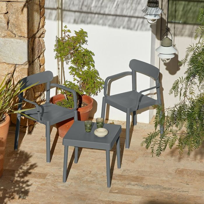 Conjunto de Mesa con Sillas Garbar Alba-Elba Gris oscuro 3 Piezas 3