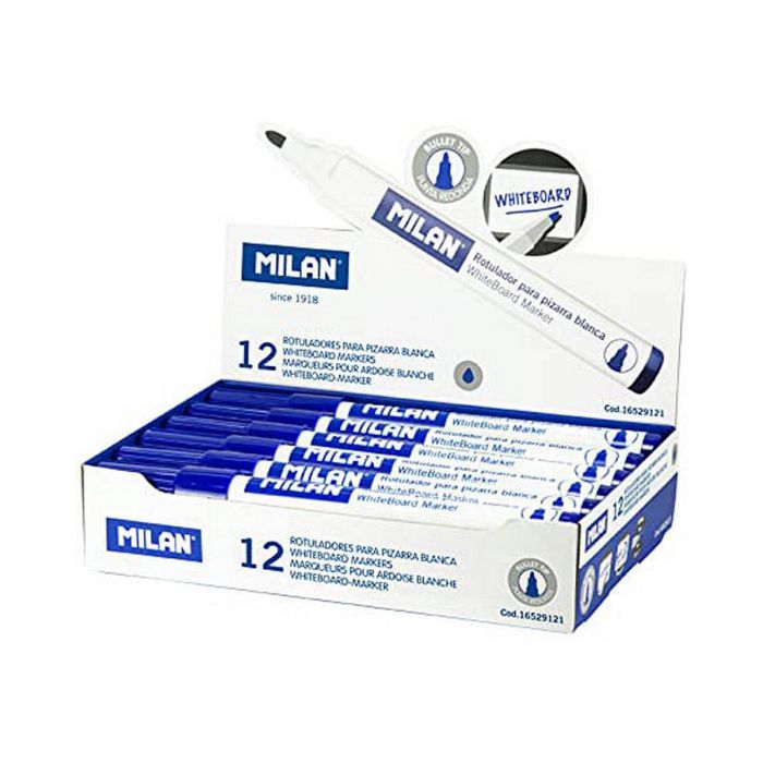 Rotuladores Milan Pizarra blanca 12 Unidades Azul PVC