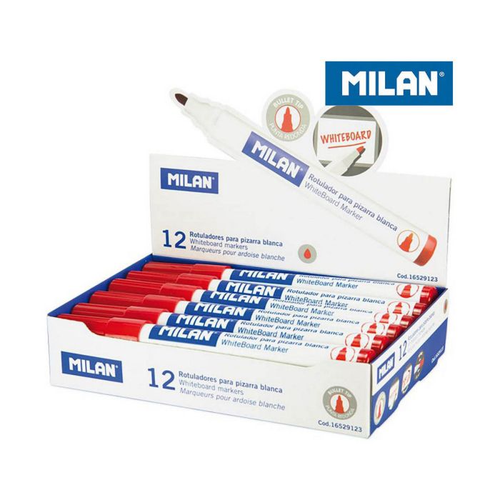 Rotuladores Milan Pizarra blanca 12 Unidades Rojo PVC