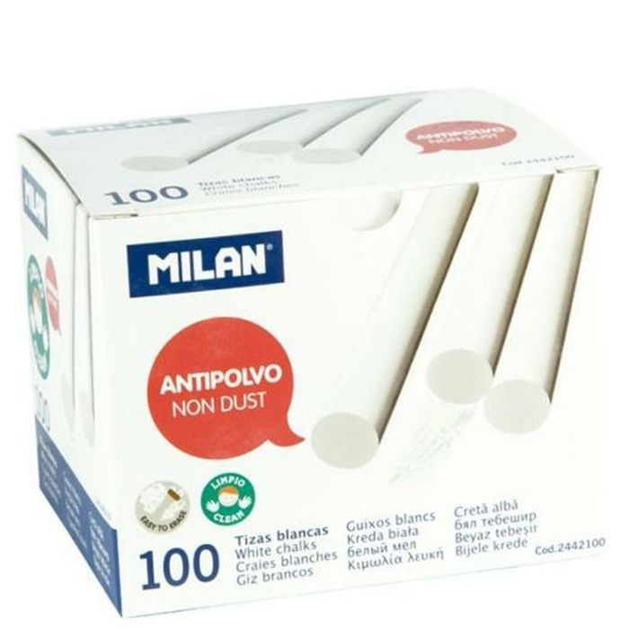 Milan Tizas Blancas Antipolvo Carbonato Cálcico Caja 100