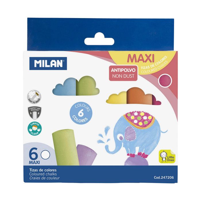 Caja con 6 tizas de colores maxi milan