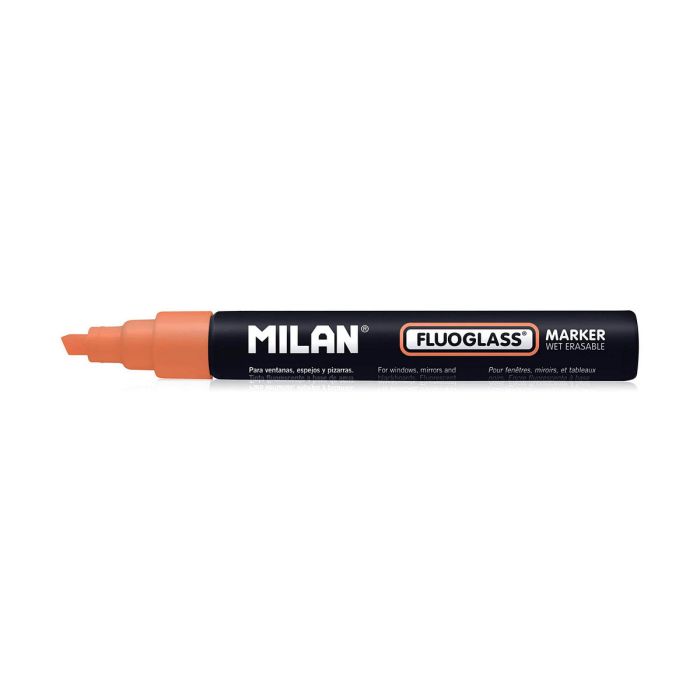Rotulador Milan Fluoglass Tinta borrable Naranja PVC 1