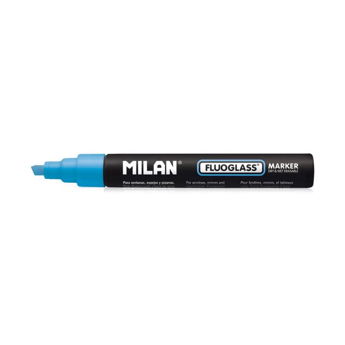 Rotulador Milan Fluoglass Tinta borrable Azul PVC 1
