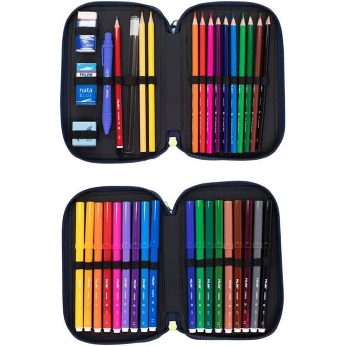 Plumier Doble Milan The Yeti 19,5 x 13 x 5 cm Azul marino 2 Plumier Doble Milan The Yeti 19,5 x 13 x 5 cm Azul marino 2