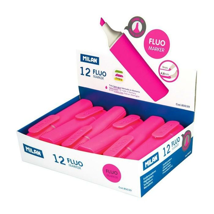 Set de Marcadores Fluorescentes Milan Rosa (12 Unidades) 1