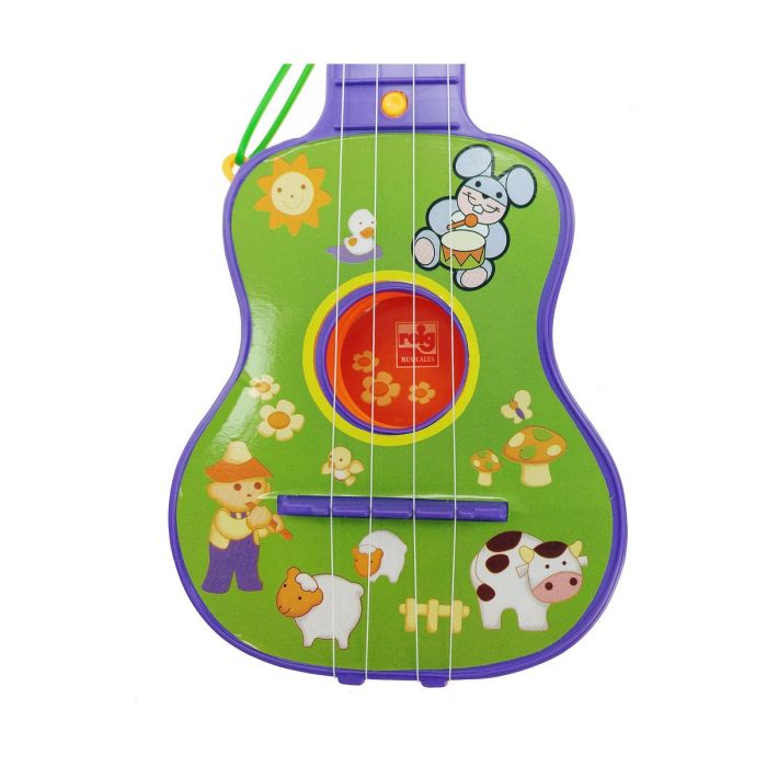 Guitarra Infantil Reig Morado Verde 4 Cuerdas 6