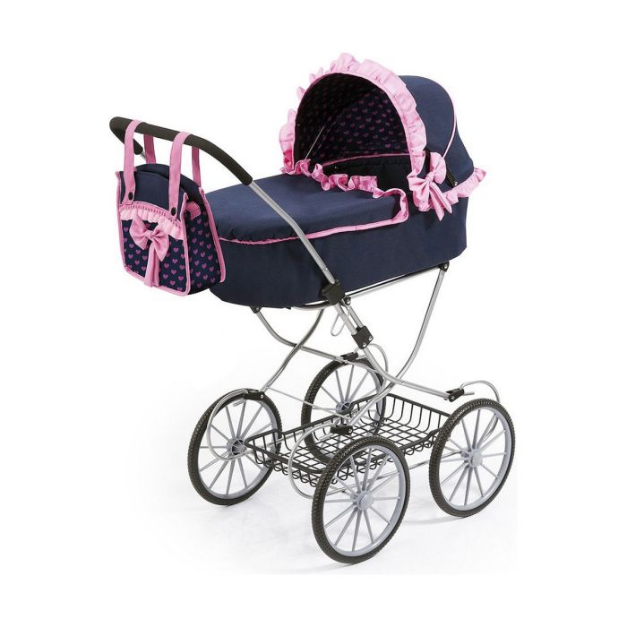 Coche muñecas dolls pram azul marino 89x70x42 cm