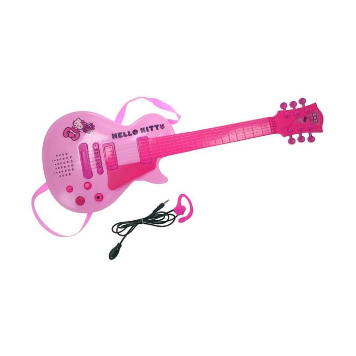 Guitarra Infantil Hello Kitty Electrónica Micrófono Rosa 7