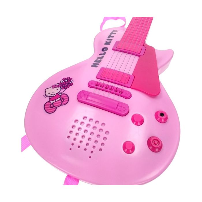 Guitarra Infantil Hello Kitty Electrónica Micrófono Rosa 6