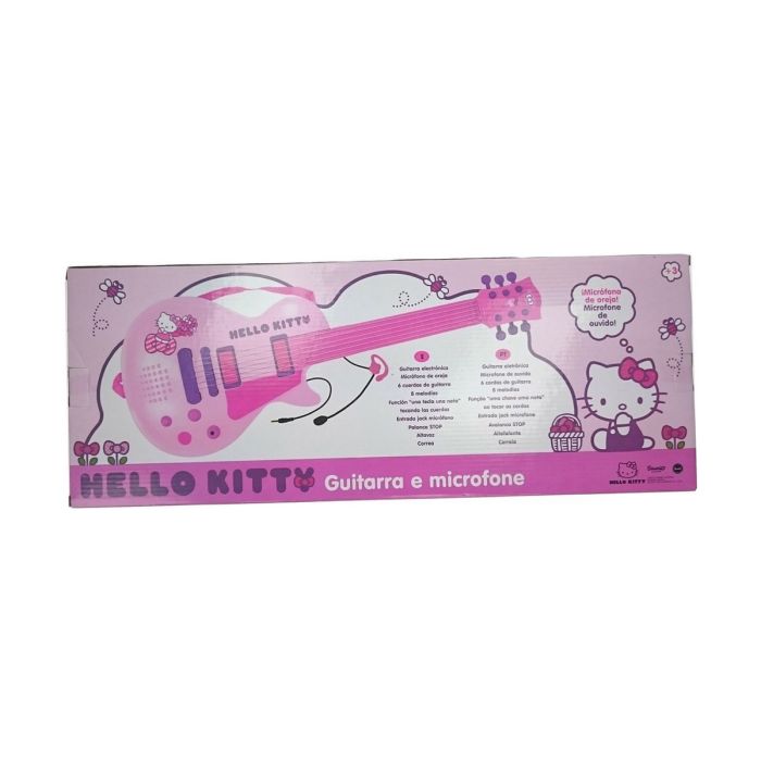 Guitarra Infantil Hello Kitty Micrófono Rosa Electrónica 6