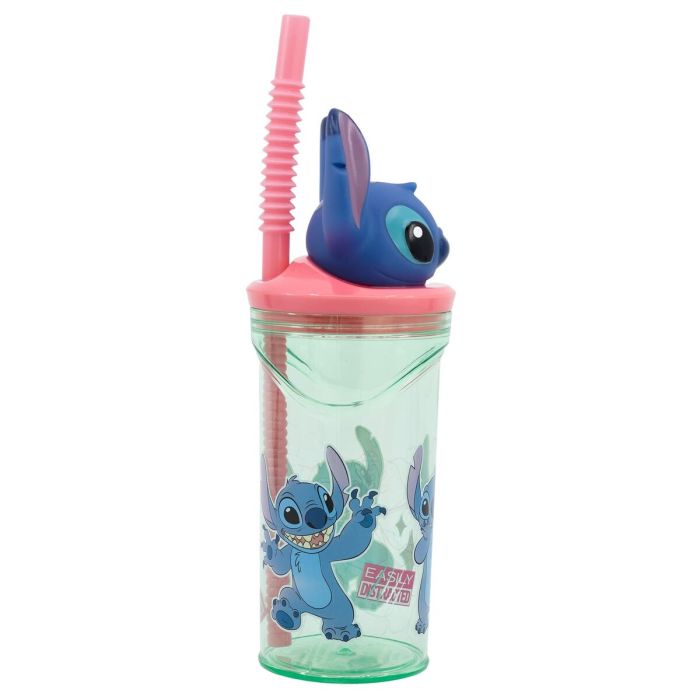 Vaso con Pajita Stitch Flowers 3D 360 ml 3