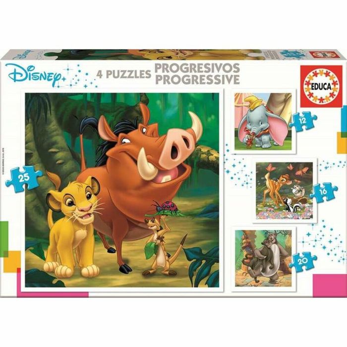 Puzzle Progre. Animals Dumbo+Bambi+Lion King 18104 Educa