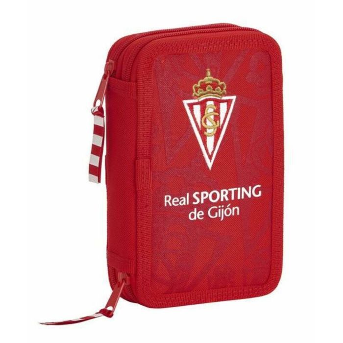 Plumier Doble Real Sporting de Gijón Rojo 12.5 x 19.5 x 4 cm (28 piezas)