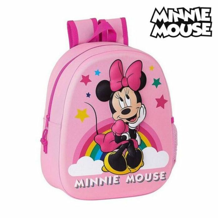 Mochila Infantil 3D Minnie Mouse Rosa (27 x 32 x 10 cm)