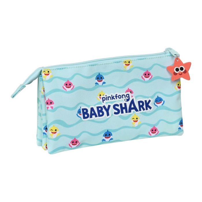 Estuche Escolar Baby Shark Beach Day Amarillo Azul claro (22 x 12 x 3 cm) 1