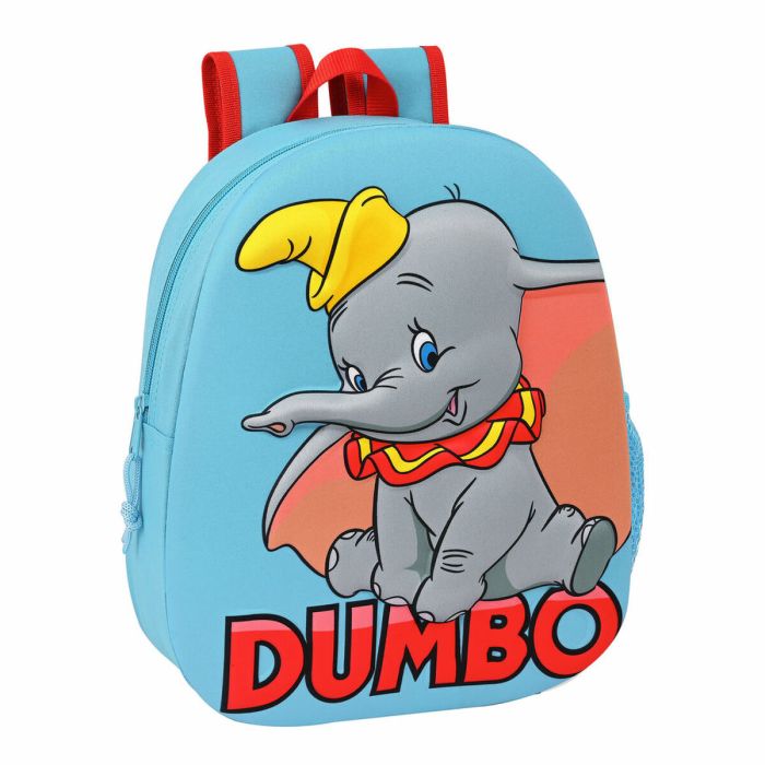 Mochila Escolar 3D Disney Dumbo Rojo Azul claro