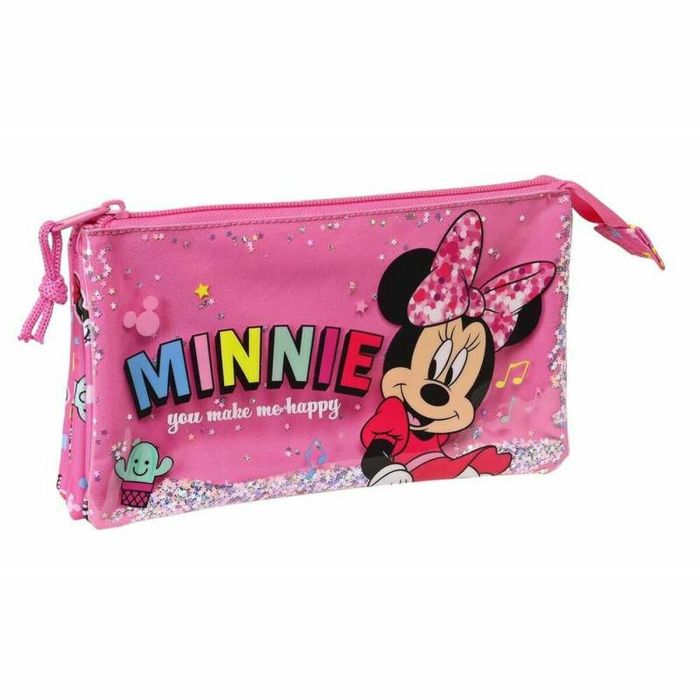 Portatodo Triple Minnie Mouse Lucky Rosa 22 x 12 x 3 cm