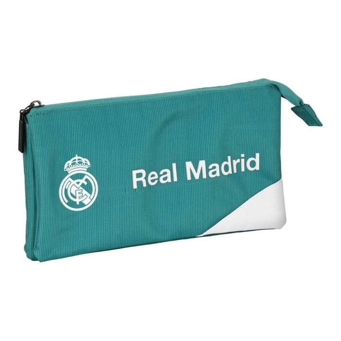 Estuche Escolar Real Madrid C.F. Blanco Verde Turquesa (22 x 12 x