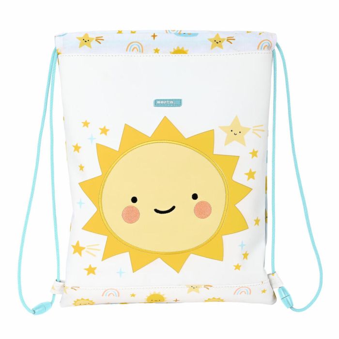 Bolsa Mochila con Cuerdas Safta Solete Amarillo Blanco 26 x 34 x 1 cm