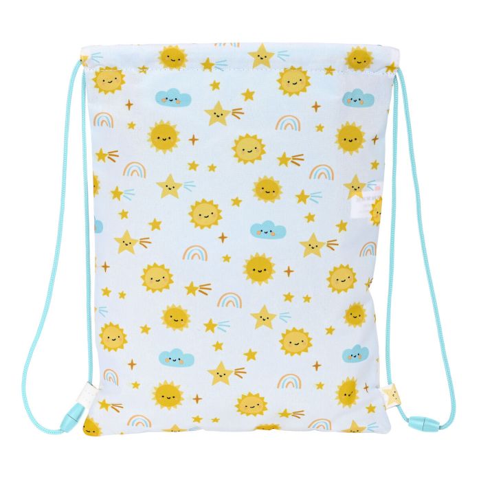 Bolsa Mochila con Cuerdas Safta Solete Blanco Amarillo (26 x 34 x 1 cm) 3