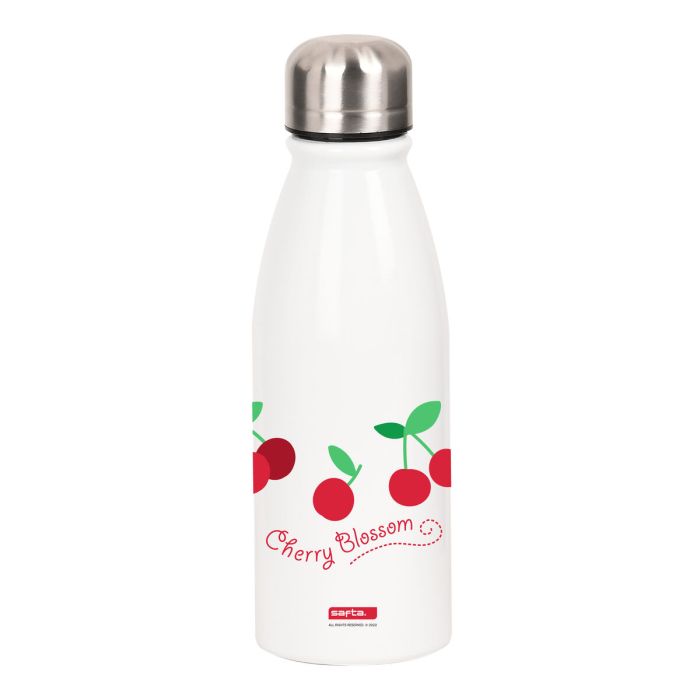 Botella de Agua Safta Cherry Rojo Blanco Metal (500 ml) 1 Botella de Agua Safta Cherry Rojo Blanco Metal (500 ml) 1