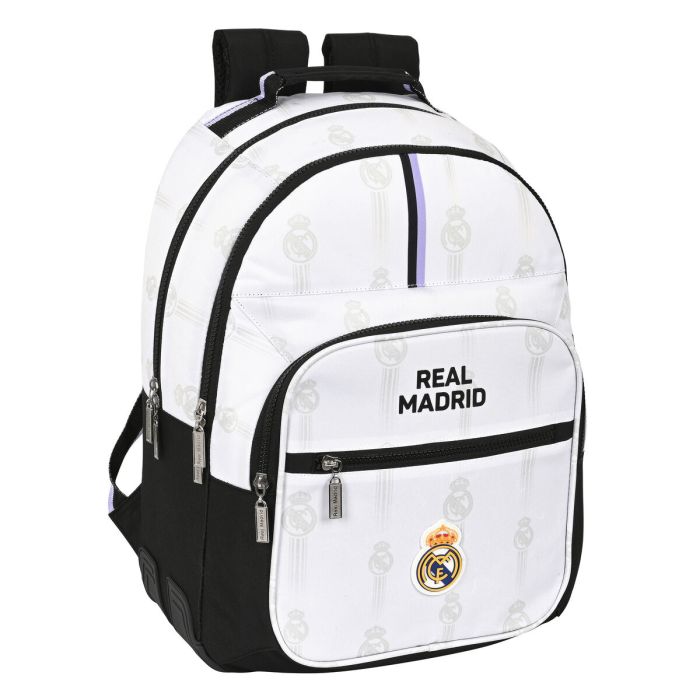 Mochila Escolar Real Madrid C.F. Negro Blanco (32 x 42 x 15 cm)