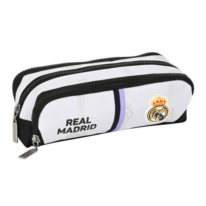 Portatodo Triple Real Madrid C.F. Negro Blanco (21 x 8 x 8 cm)