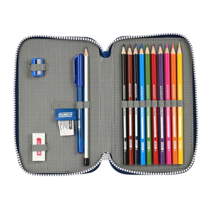 Estuche Escolar con Accesorios Munich College Gris 12.5 x 19.5 x 4 cm (28 piezas) 3