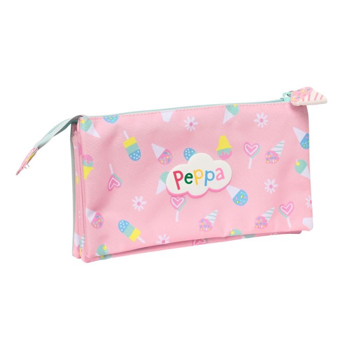 Portatodo Doble Peppa Pig Ice cream Rosa Menta 22 x 12 x 3 cm 2