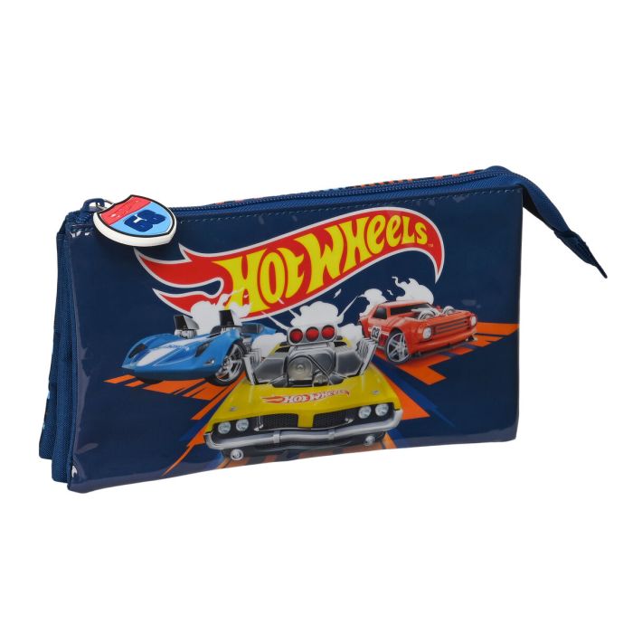 Portatodo Triple Hot Wheels Speed club Naranja Azul marino (22 x 12 x 3 cm)
