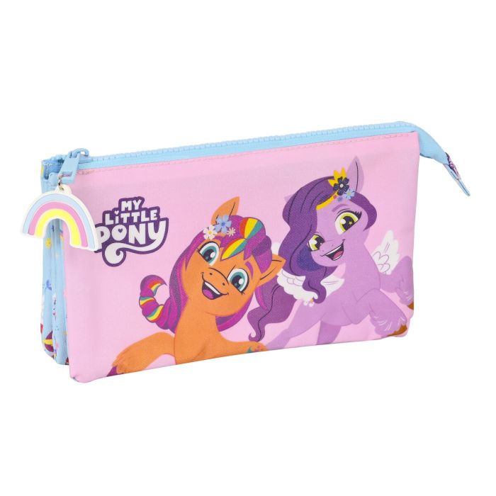 Portatodo Triple My Little Pony Wild & free Azul Rosa 22 x 12 x 3 cm