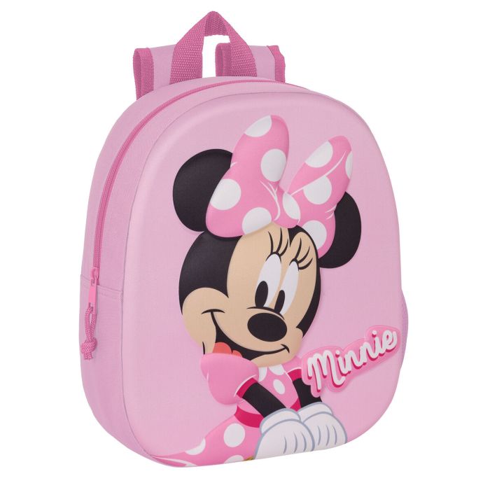 Mochila Escolar Minnie Mouse 3D Rosa 27 x 33 x 10 cm