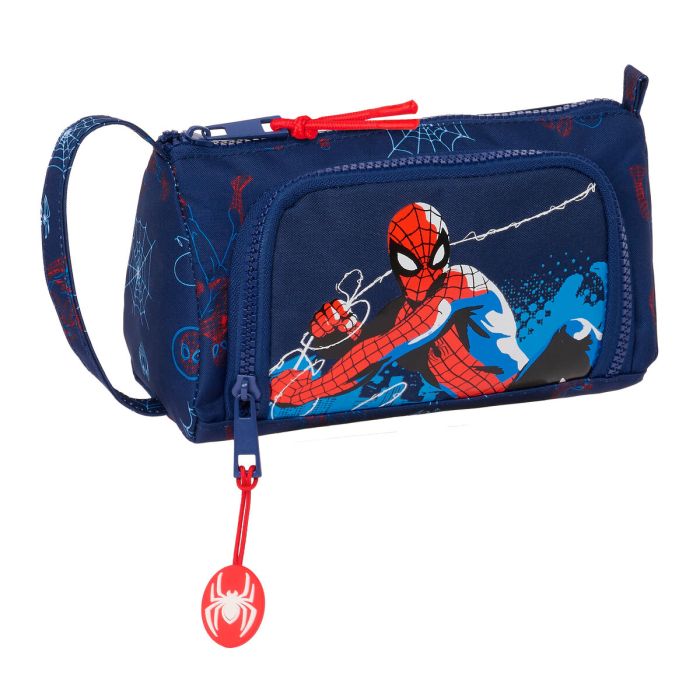 Estuche Escolar con Accesorios Spider-Man Neon Azul marino 20 x 11 x 8.5 cm (32 Piezas) 3