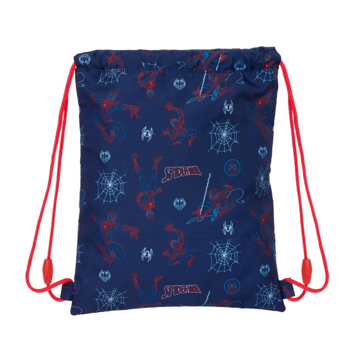 Bolsa Mochila con Cuerdas Spider-Man Neon Azul marino 26 x 34 x 1 cm 2