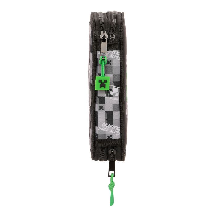 Plumier Doble Minecraft Negro Verde Gris 12.5 x 19.5 x 4 cm (28 piezas) 3