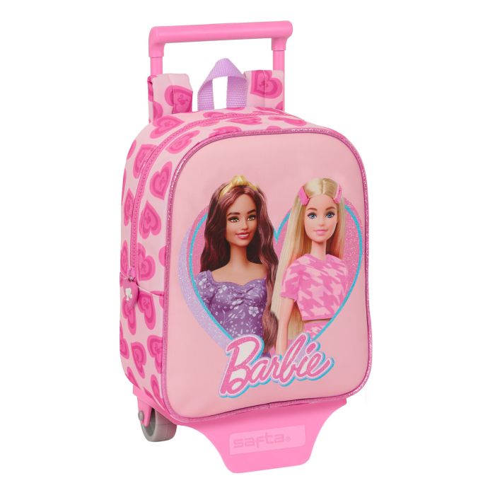 Mochila Escolar con Ruedas Barbie Love Rosa 22 x 27 x 10 cm
