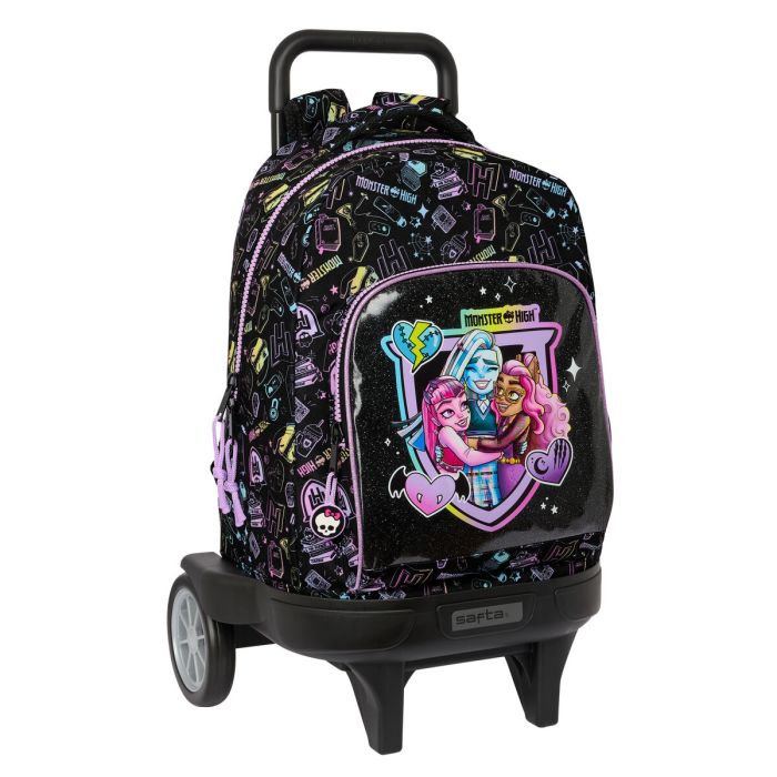 Mochila Escolar con Ruedas Monster High Negro 33 x 45 x 22 cm