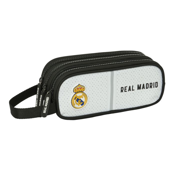 Portatodo Triple Real Madrid C.F. Blanco Gris 21 x 8.5 x 7 cm