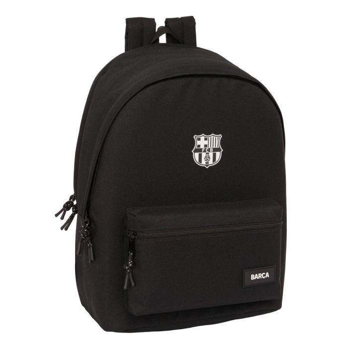 Mochila doble para portatil 15,6"+usb f.c.barcelona chica negro 31x44x18 cm