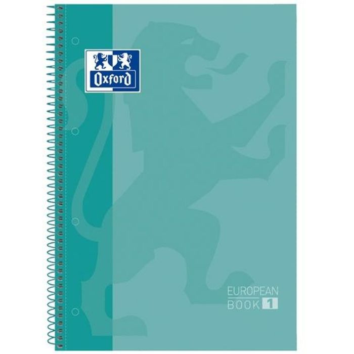 Oxford Cuaderno Classic Europeanbook 1 Write&Erase 80H A4+ 1 Linea Microperforado T-Extradura Pack 5 Ud Ice Mint