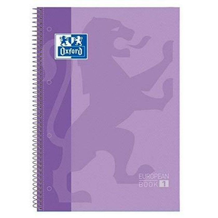 Oxford Cuaderno Touch Europeanbook 1 Write&Erase 80H A4+ 5x5 mm Microperforado T-Extradura Pack 5 Ud Malva Pastel