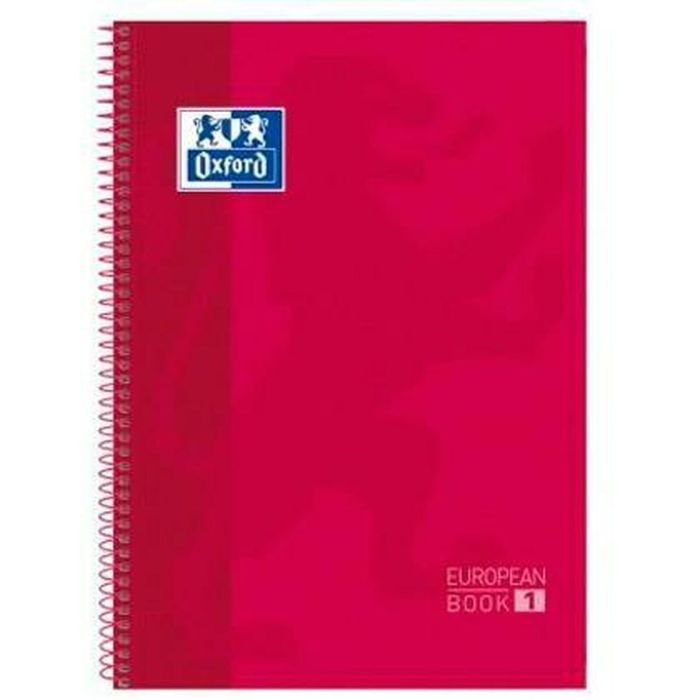 Oxford Cuaderno Classic Europeanbook 1 Write&Erase 80H A4+ 1 Línea Microperforado T-Extradura Pack 5 Ud Rojo