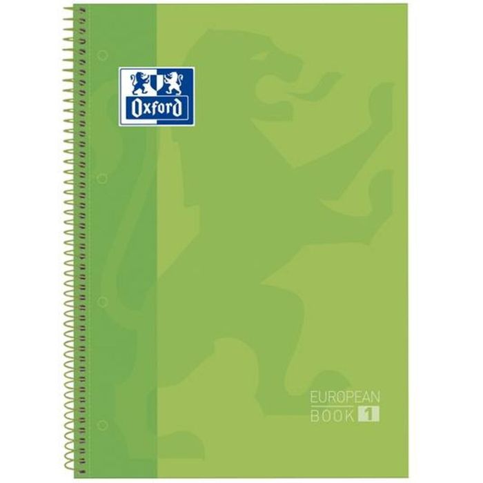 Oxford Cuaderno Classic Europeanbook 1 Write&Erase 80H A4+ 1 Linea Microperforado T-Extradura Pack 5 Ud Verde Manzana